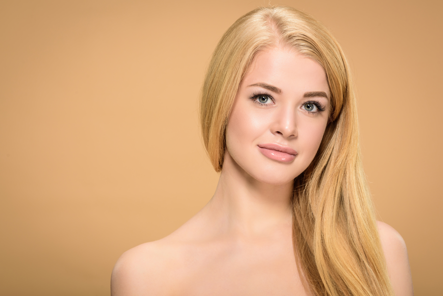 Woman with icy platinum blonde hair