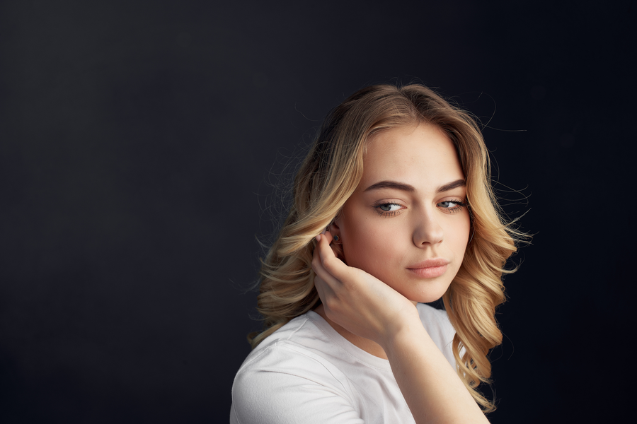Woman with stunning white blonde hair