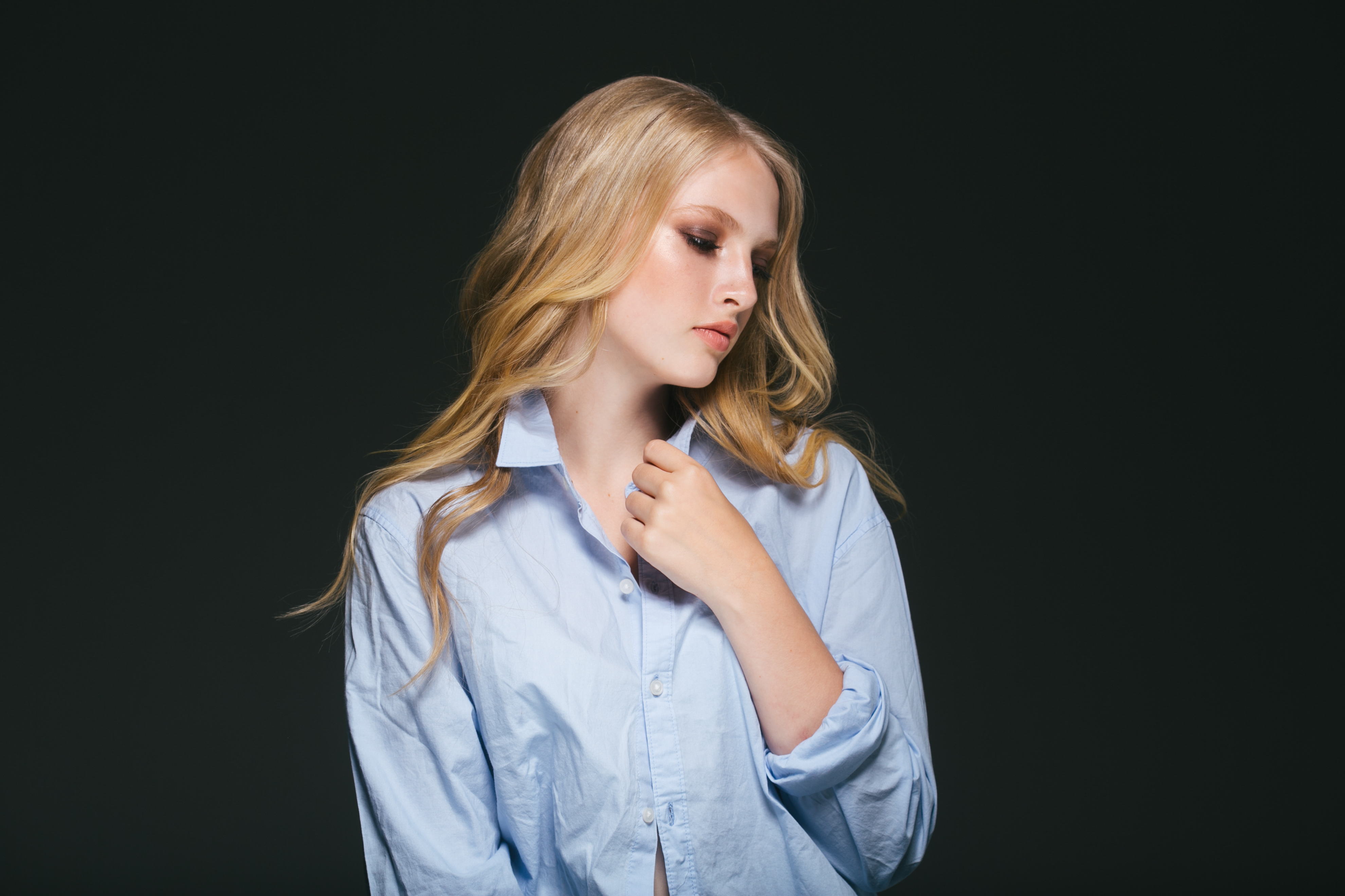 Sleek straight platinum blonde hair style